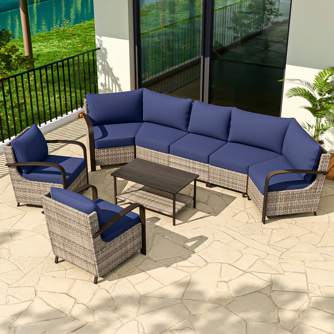 COOS BAY Aurora Terrace Outdoor Furniture Set w/Patio Chairs, Seats 7
