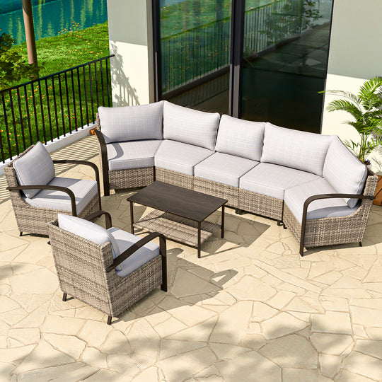 COOS BAY Aurora Terrace Outdoor Furniture Set w/Patio Chairs, Seats 7