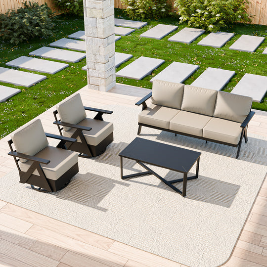 COOS BAY Iron Luxe Modern Outdoor 4 Piece Patio Furniture Set