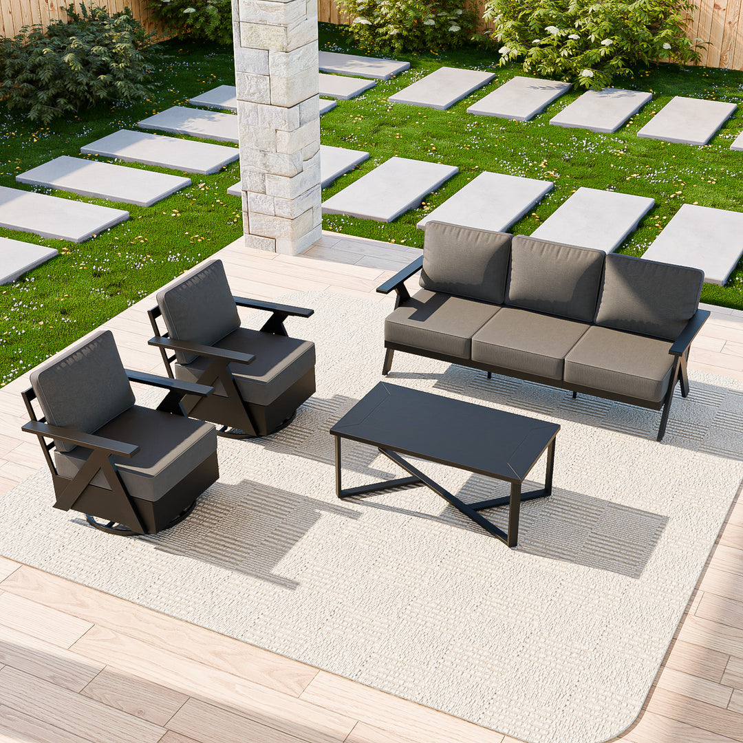 COOS BAY Iron Luxe Modern Outdoor 4 Piece Patio Furniture Set