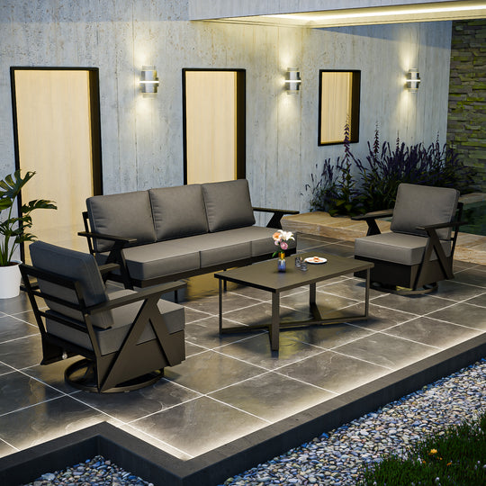 COOS BAY Iron Luxe Modern Outdoor 4 Piece Patio Furniture Set