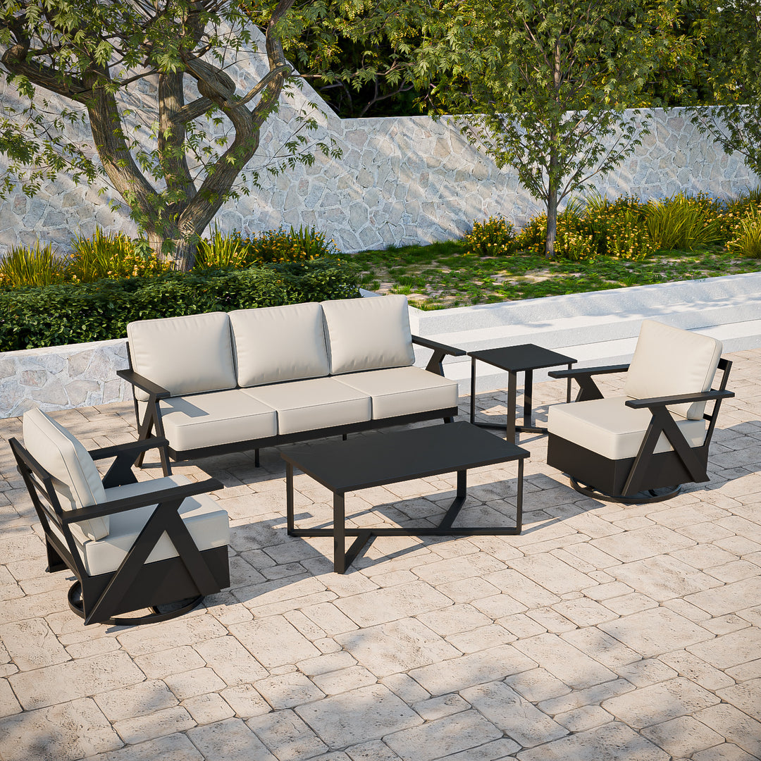 COOS BAY Iron Luxe Modern Outdoor 5 Piece Patio Furniture Set