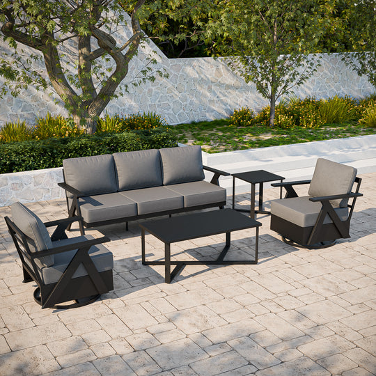 COOS BAY Iron Luxe Modern Outdoor 5 Piece Patio Furniture Set