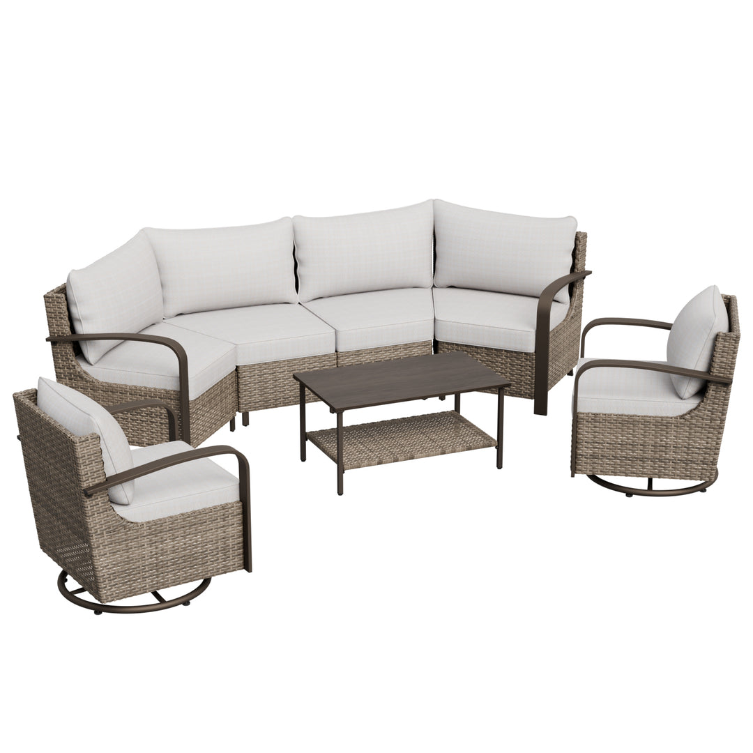 COOS BAY Aurora Terrace Outdoor Furniture Set w/Swivel Rockers, Seats 6