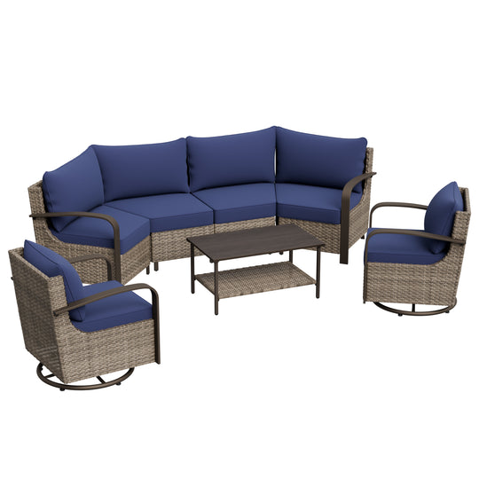 COOS BAY Aurora Terrace Outdoor Furniture Set w/Swivel Rockers, Seats 6