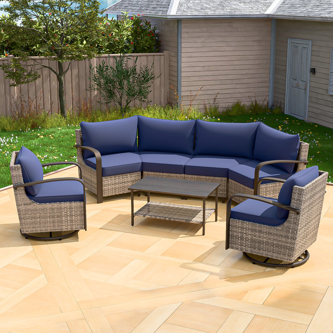 COOS BAY Aurora Terrace Outdoor Furniture Set w/Swivel Rockers, Seats 6