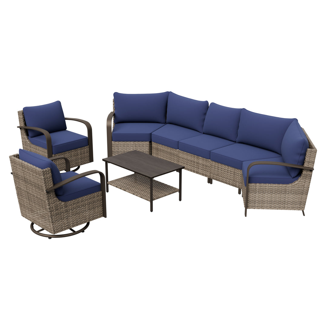 COOS BAY Aurora Terrace Outdoor Furniture Set w/Swivel Rockers, Seats 7
