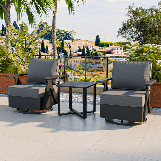 COOS BAY Iron Luxe Modern 3 Piece Outdoor Bistro Set