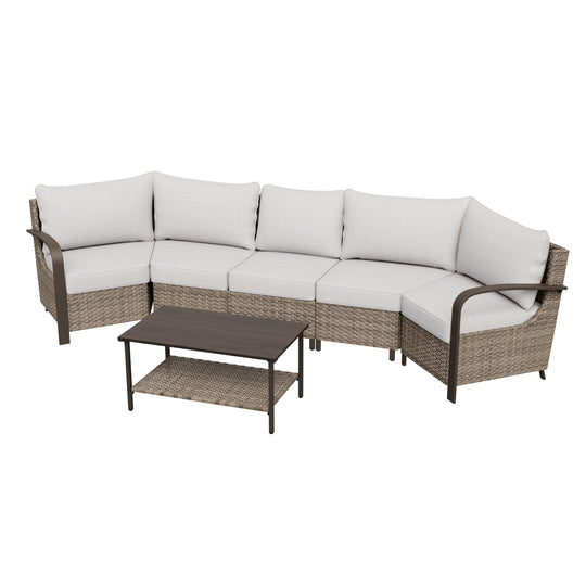 COOS BAY Aurora Terrace Outdoor Furniture Set w/Curved 5-Seat Sofa, Seats 5