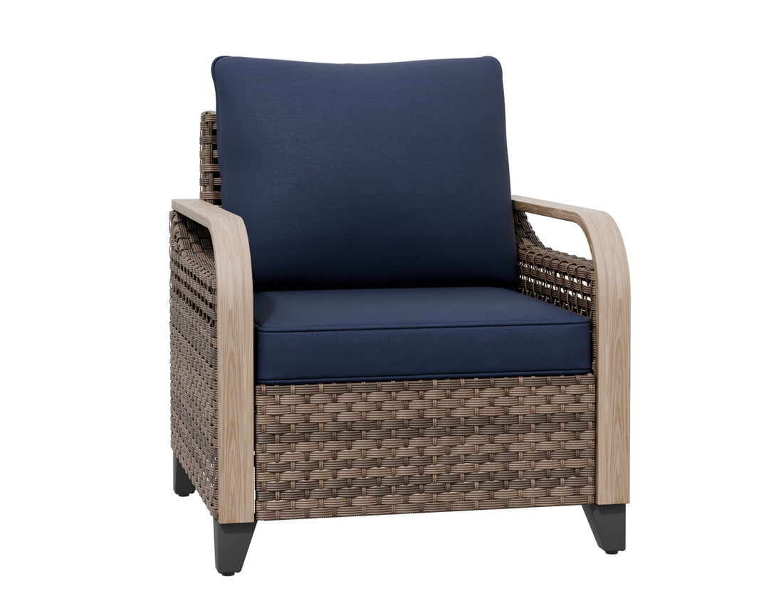 COOS BAY Wicker Outdoor Chair with Cushions, Brown/Gray
