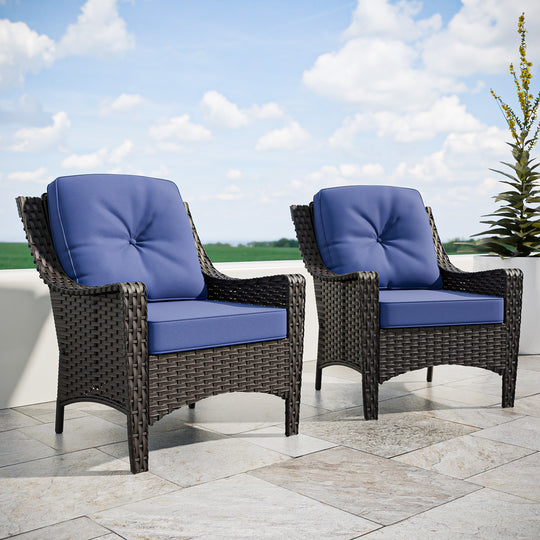 COOS BAY Stone Harbor Outdoor Wicker Chairs, Rattan Patio Chairs Set of 2