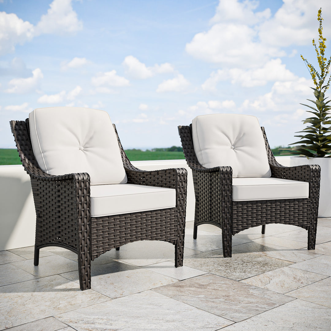 COOS BAY Stone Harbor Outdoor Wicker Chairs, Rattan Patio Chairs Set of 2