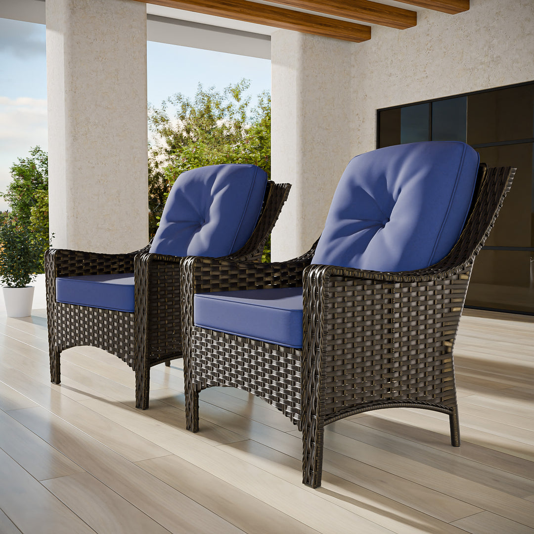 COOS BAY Stone Harbor Outdoor Wicker Chairs, Rattan Patio Chairs Set of 2