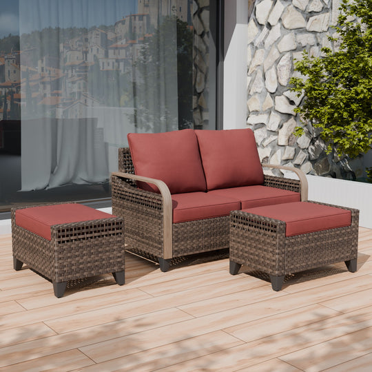 COOS BAY 3 Piece Modern Wicker Outdoor Furniture Set