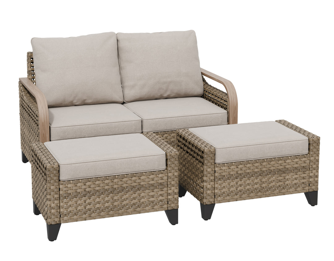 COOS BAY 3 Piece Modern Wicker Outdoor Furniture Set