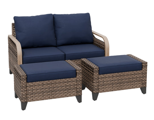 COOS BAY 3 Piece Modern Wicker Outdoor Furniture Set