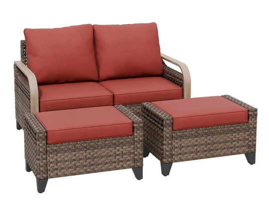 COOS BAY 3 Piece Modern Wicker Outdoor Furniture Set