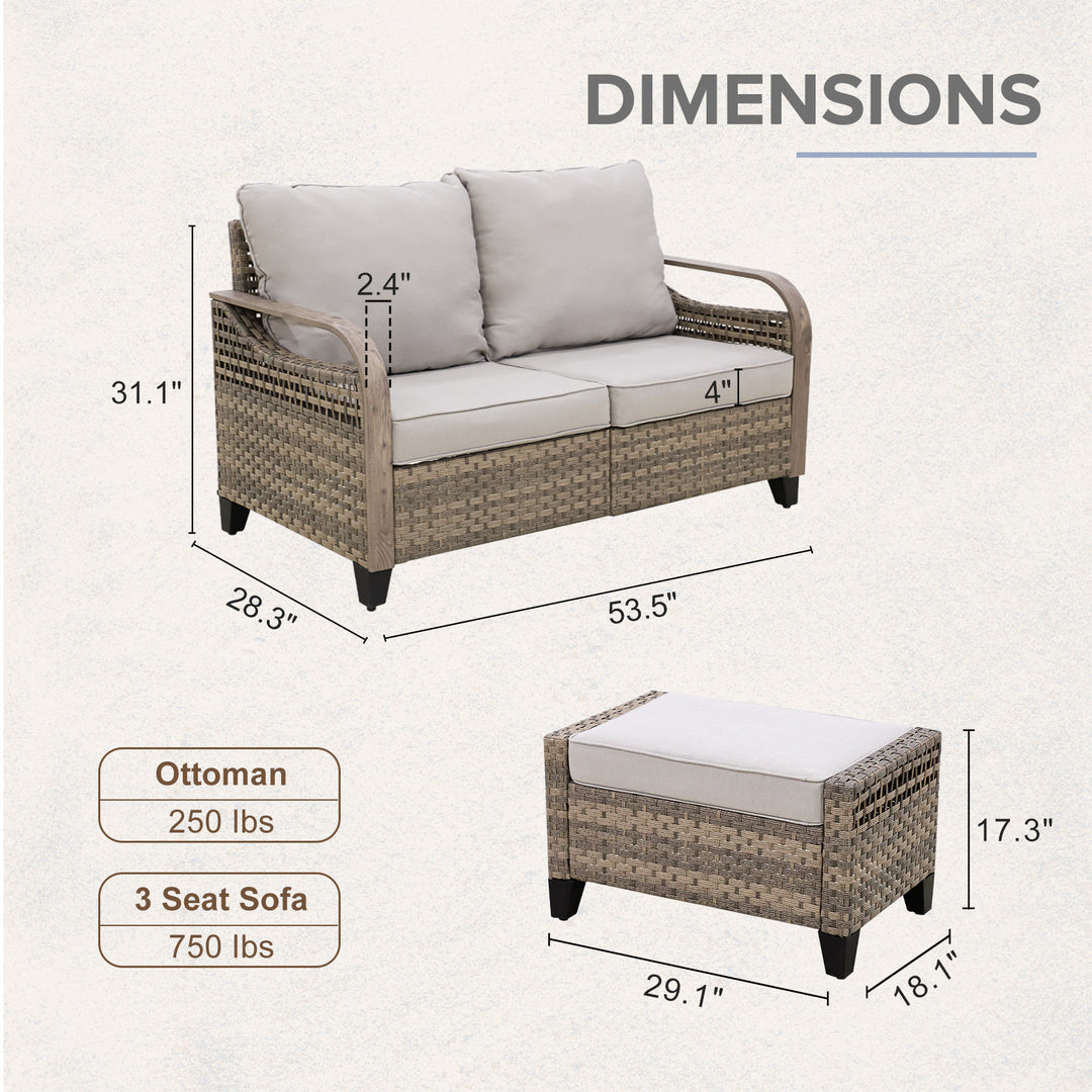 COOS BAY 3 Piece Modern Wicker Outdoor Furniture Set