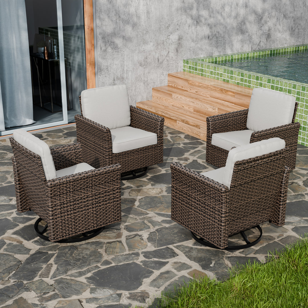 COOS BAY Harbor Retreat 4 PCS Outdoor Swivel Rocker Patio Chairs