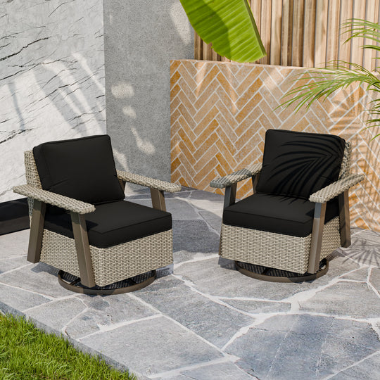 Rustic Hideaway Outdoor Swivel Rocker Patio Chair Set of 2, Beige/Beige, Tan, Dark Blue, Black, Red