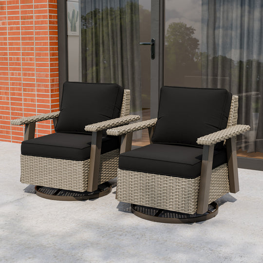 Rustic Hideaway Outdoor Swivel Rocker Patio Chair Set of 2, Beige/Beige, Tan, Dark Blue, Black, Red