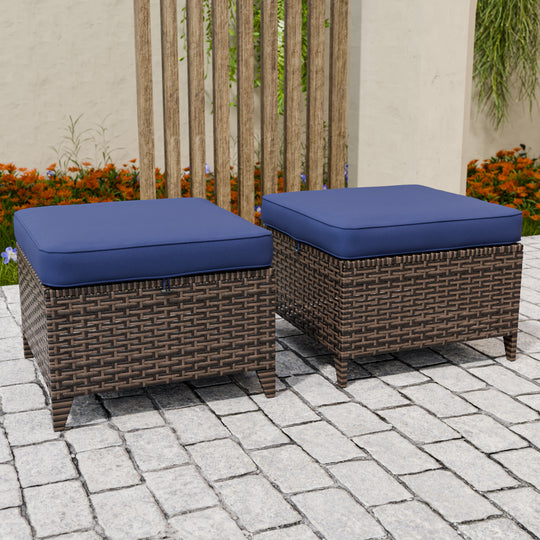 COOS BAY Harbor Retreat 2 PCS Wicker Outdoor Ottomans