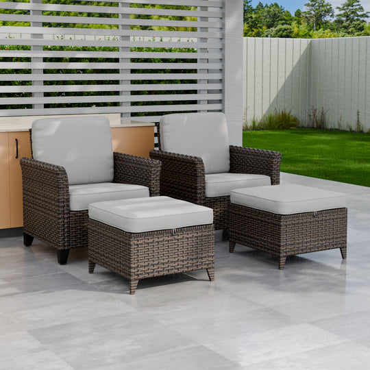 COOS BAY Harbor Retreat 4 PCS Patio Bistro Set w/Chairs and Ottomans