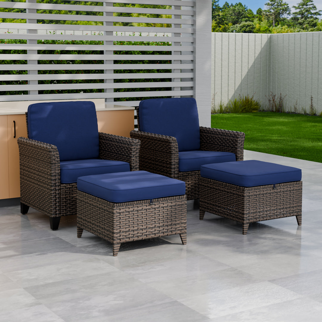 COOS BAY Harbor Retreat 4 PCS Patio Bistro Set w/Chairs and Ottomans