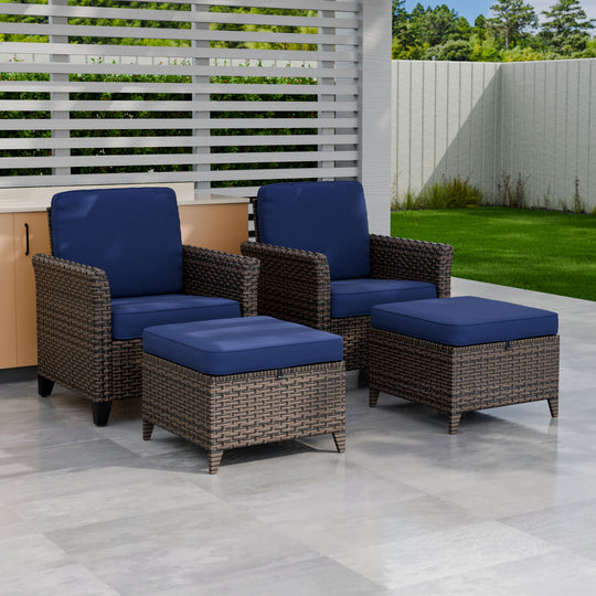 COOS BAY Harbor Retreat 4 PCS Patio Bistro Set w/Chairs and Ottomans