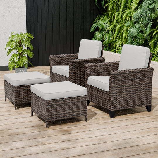 COOS BAY Harbor Retreat 4 PCS Patio Bistro Set w/Chairs and Ottomans