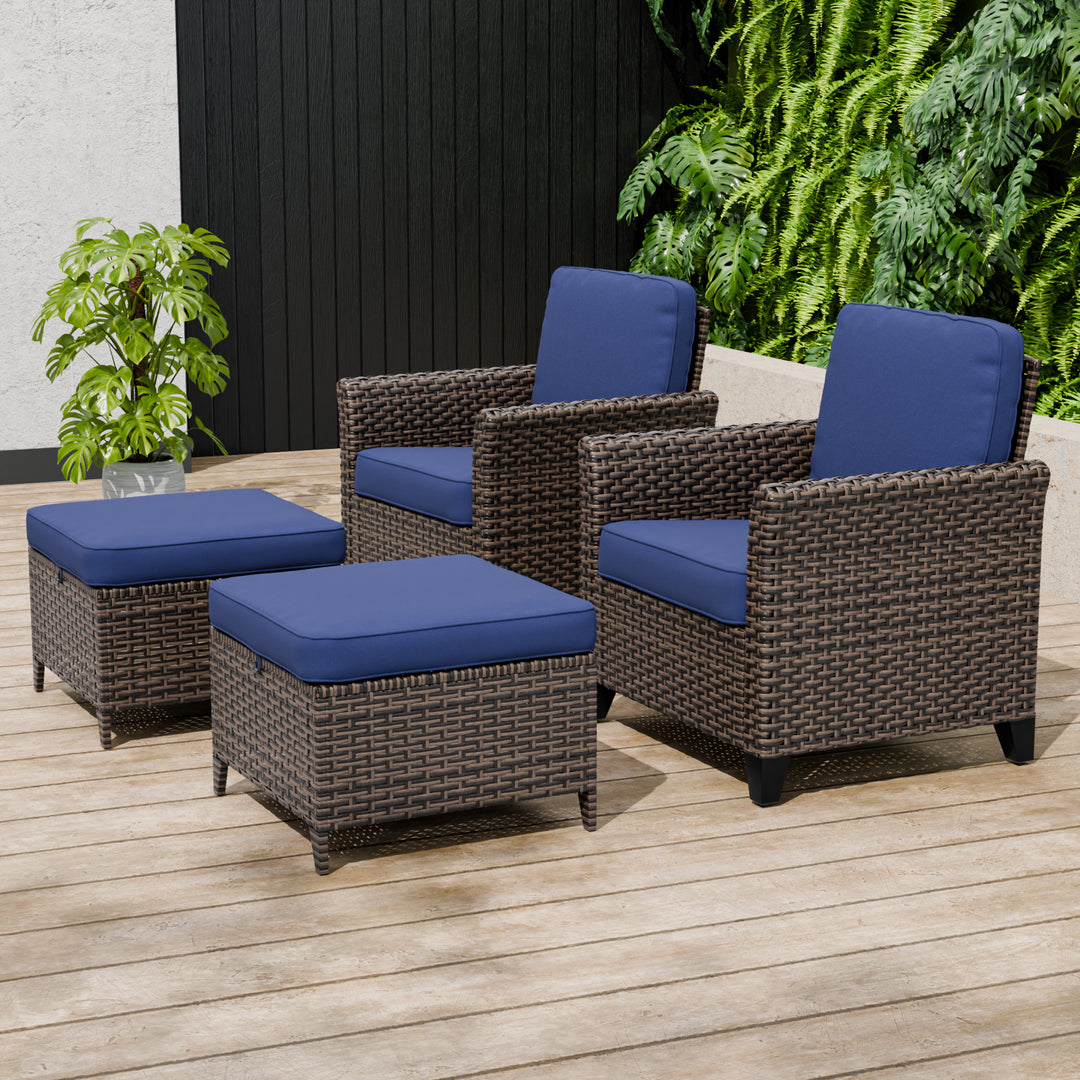 COOS BAY Harbor Retreat 4 PCS Patio Bistro Set w/Chairs and Ottomans