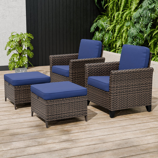 COOS BAY Harbor Retreat 4 PCS Patio Bistro Set w/Chairs and Ottomans