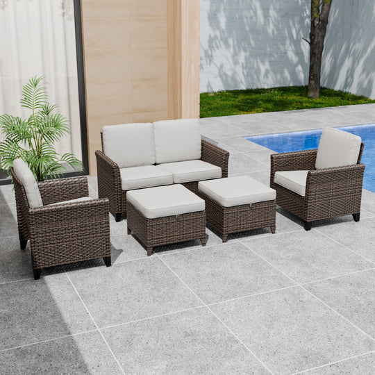 COOS BAY Harbor Retreat 5 PCS Patio Furniture Set w/ Patio Chairs and Loveseat