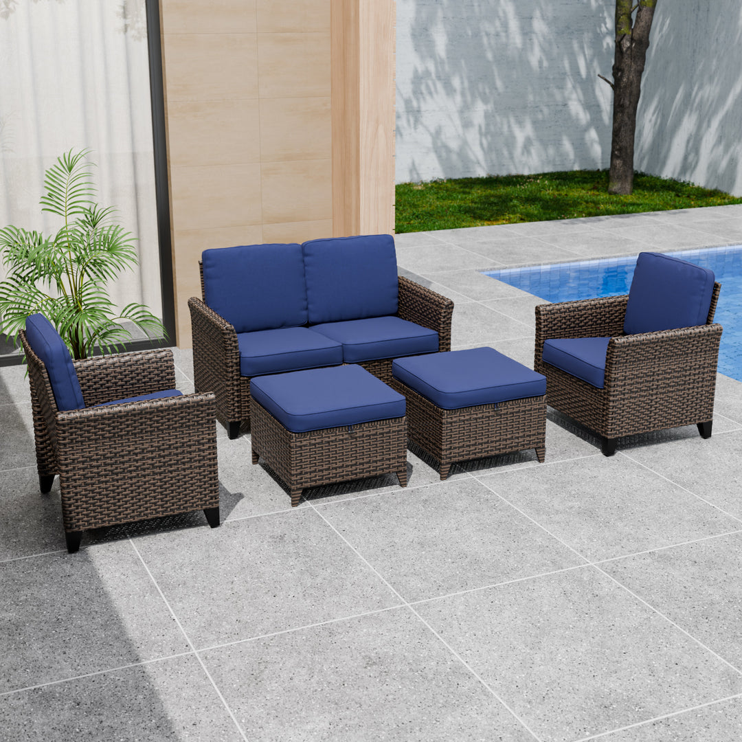 COOS BAY Harbor Retreat 5 PCS Patio Furniture Set w/ Patio Chairs and Loveseat
