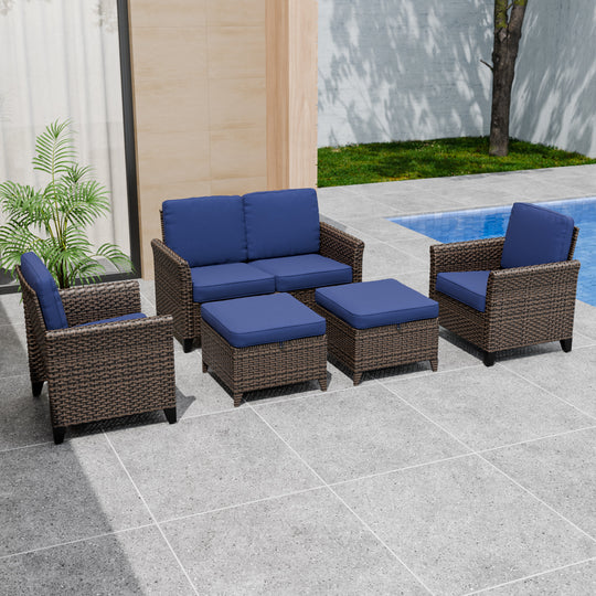 COOS BAY Harbor Retreat 5 PCS Patio Furniture Set w/ Patio Chairs and Loveseat