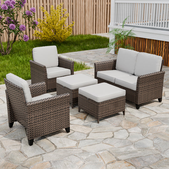 COOS BAY Harbor Retreat 5 PCS Patio Furniture Set w/ Patio Chairs and Loveseat