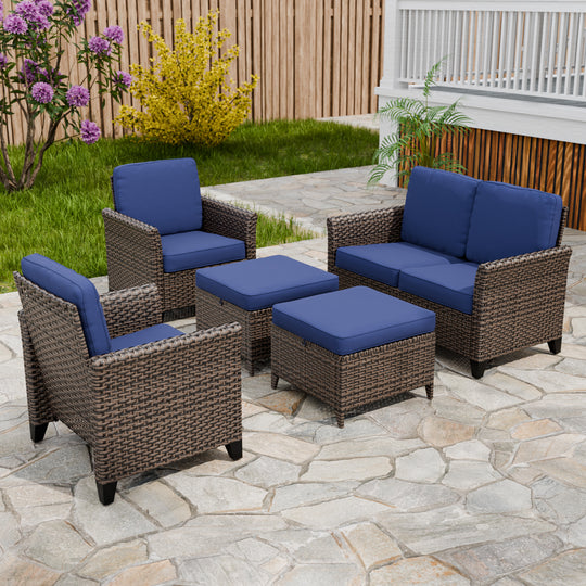 COOS BAY Harbor Retreat 5 PCS Patio Furniture Set w/ Patio Chairs and Loveseat