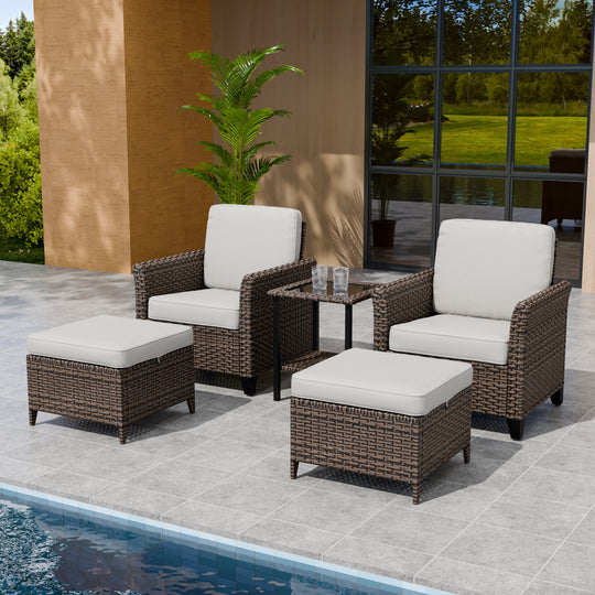 COOS BAY Harbor Retreat 5 PCS Outdoor Bistro Set w/ Patio Chairs and Side Table