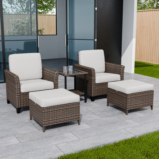 COOS BAY Harbor Retreat 5 PCS Outdoor Bistro Set w/ Patio Chairs and Side Table