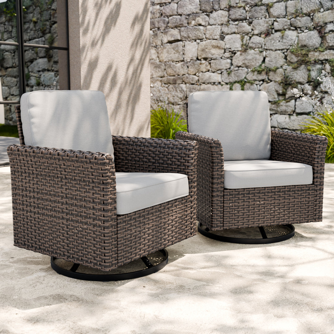 COOS BAY Harbor Retreat 2 PCS Swivel Rocker Patio Chairs