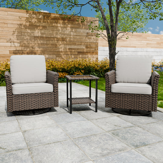 COOS BAY Harbor Retreat 3 PCS Outdoor Bistro Set w/ Swivel Rocking Chairs and Side Table