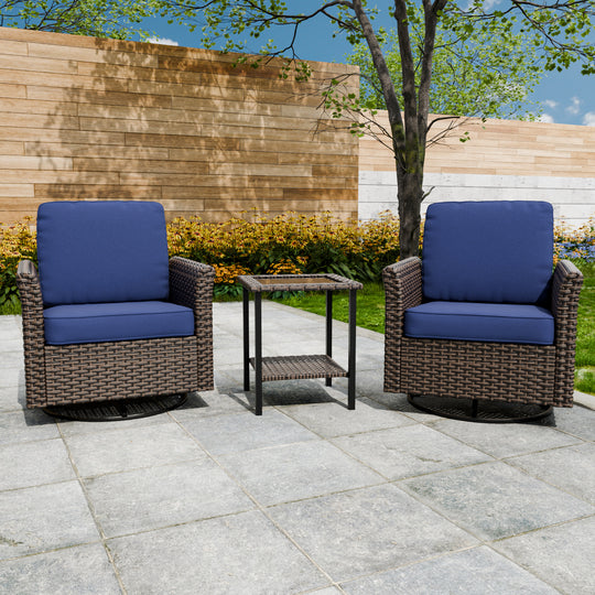 COOS BAY Harbor Retreat 3 PCS Outdoor Bistro Set w/ Swivel Rocking Chairs and Side Table