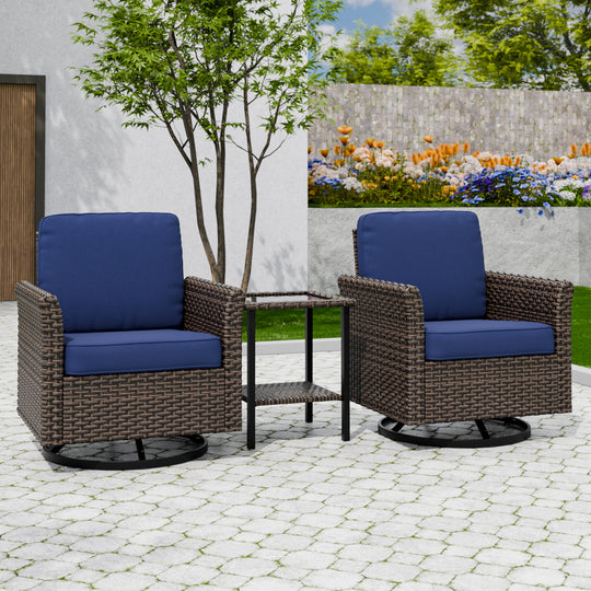 COOS BAY Harbor Retreat 3 PCS Outdoor Bistro Set w/ Swivel Rocking Chairs and Side Table