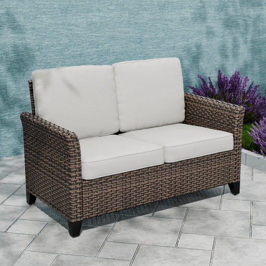 COOS BAY Harbor Retreat Wicker Patio 2 Seat Loveseat Sofa