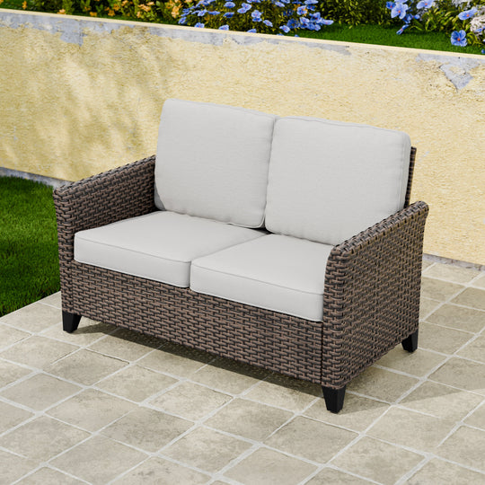 COOS BAY Harbor Retreat Wicker Patio 2 Seat Loveseat Sofa