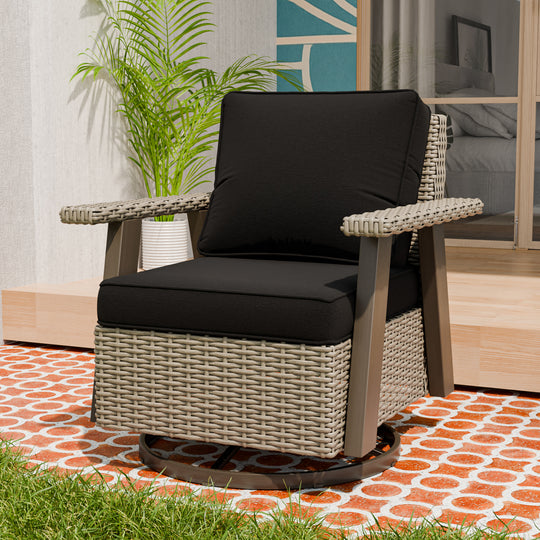 Rustic Hideaway Outdoor Swivel Rocker Patio Chair Set of 1, Beige/Beige, Tan, Dark Blue, Black, Red