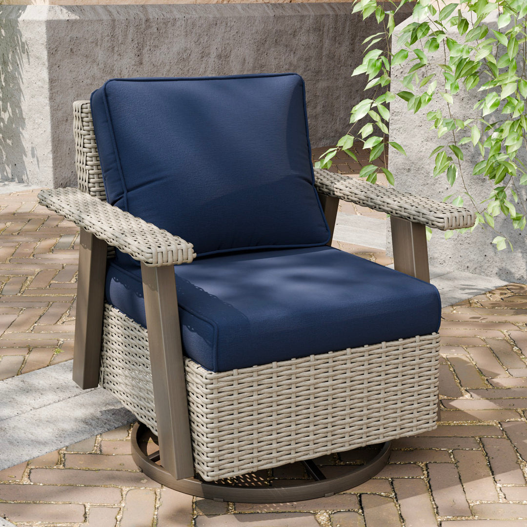 Rustic Hideaway Outdoor Swivel Rocker Patio Chair Set of 1, Beige/Beige, Tan, Dark Blue, Black, Red