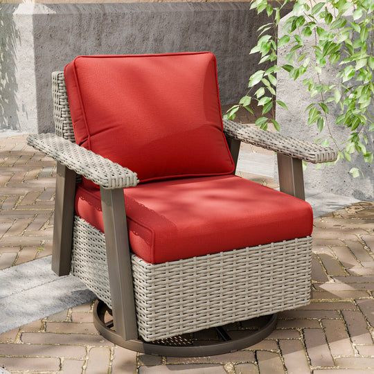 Rustic Hideaway Outdoor Swivel Rocker Patio Chair Set of 1, Beige/Beige, Tan, Dark Blue, Black, Red