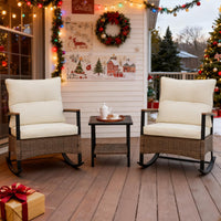 COOS BAY Sunset Haven 3 PCS Outdoor Patio Furniture Set w/Rocking Chairs,Side Table