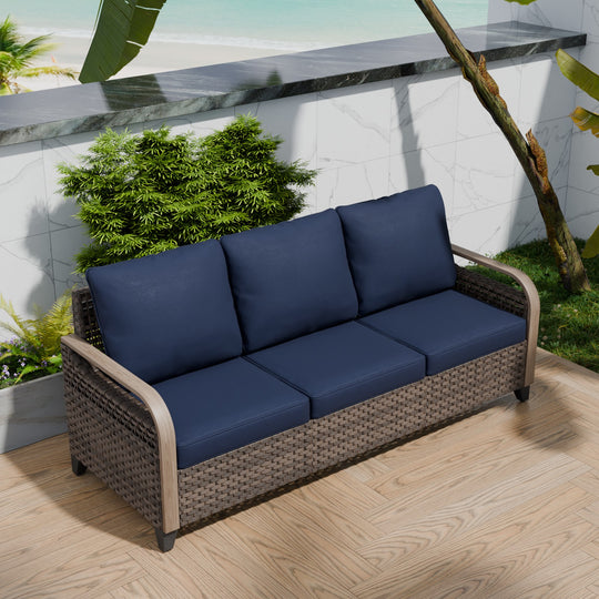 COOS BAY Modern Wicker Outdoor 3 Seat Sofa